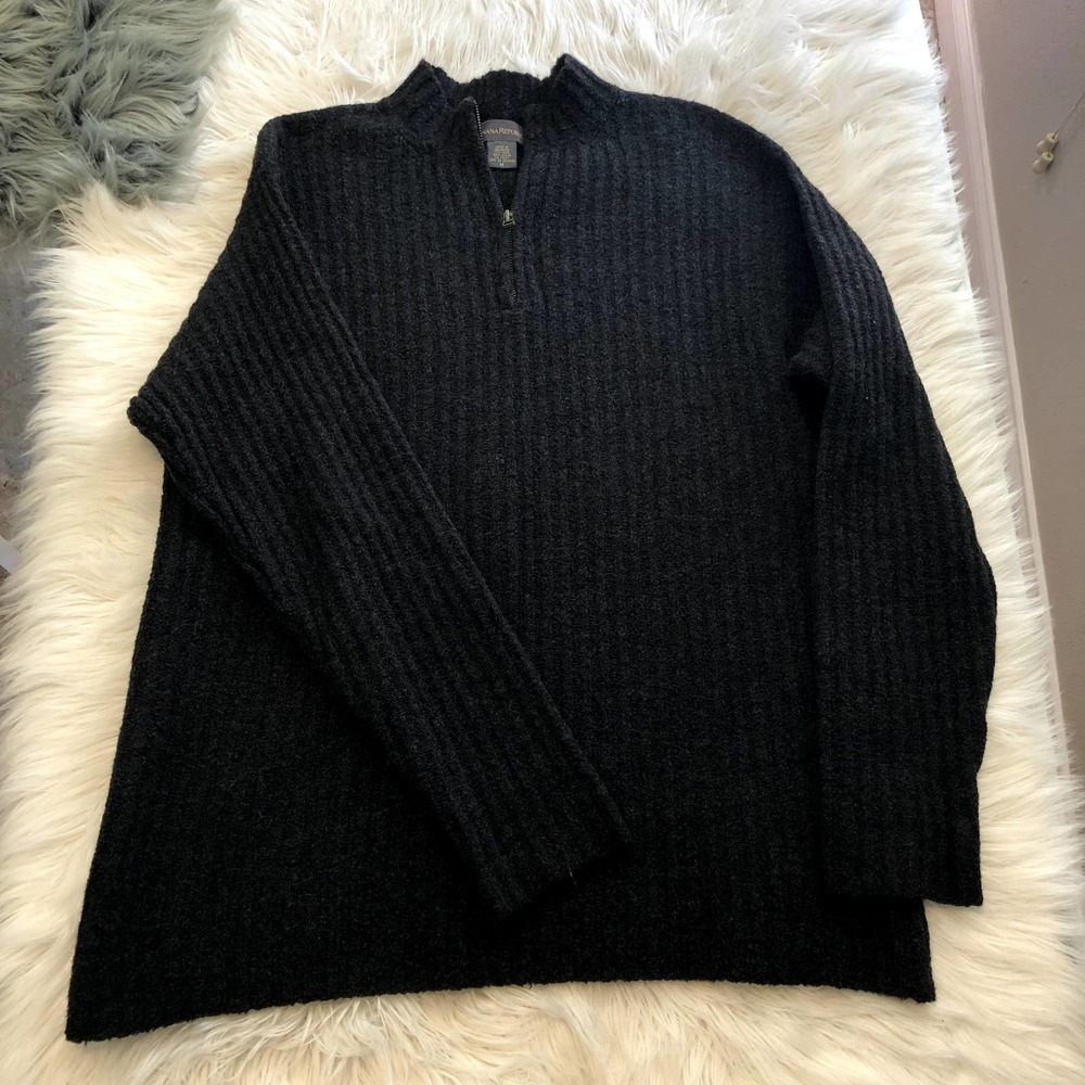 banana republic wool blend quarter zip pullover sweater size men's medium - Picture 1 of 3